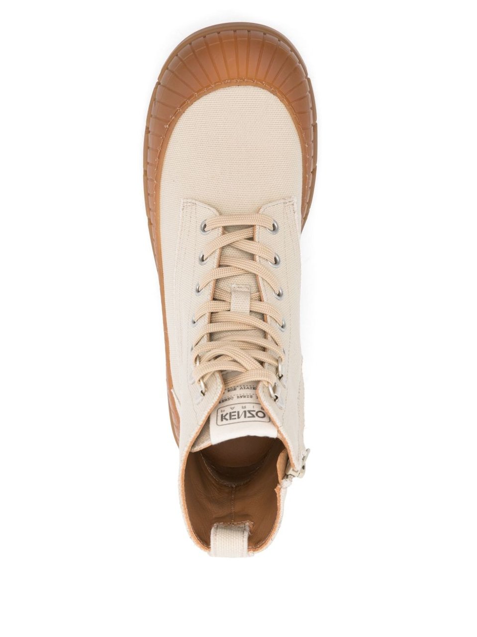 Kenzo Front Lace-Up and Side Zip Light Beige Boots Neutraal