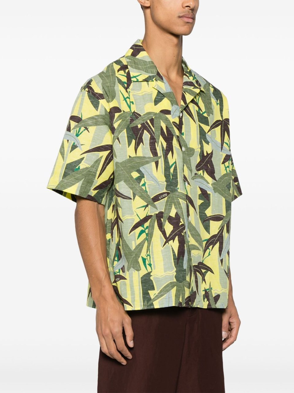 Kenzo Lime Green Short-Sleeve Shirt Geel