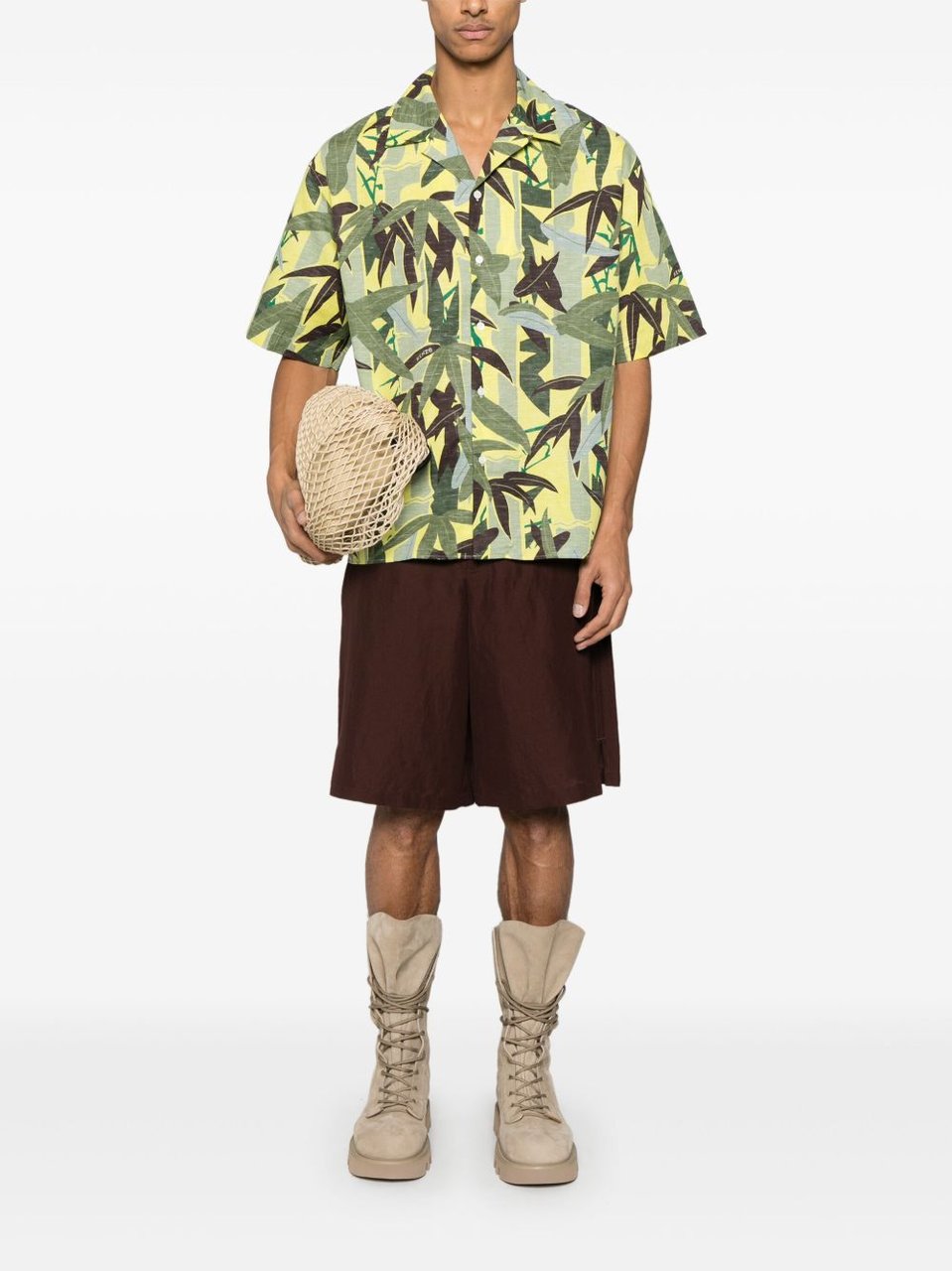 Kenzo Lime Green Short-Sleeve Shirt Geel
