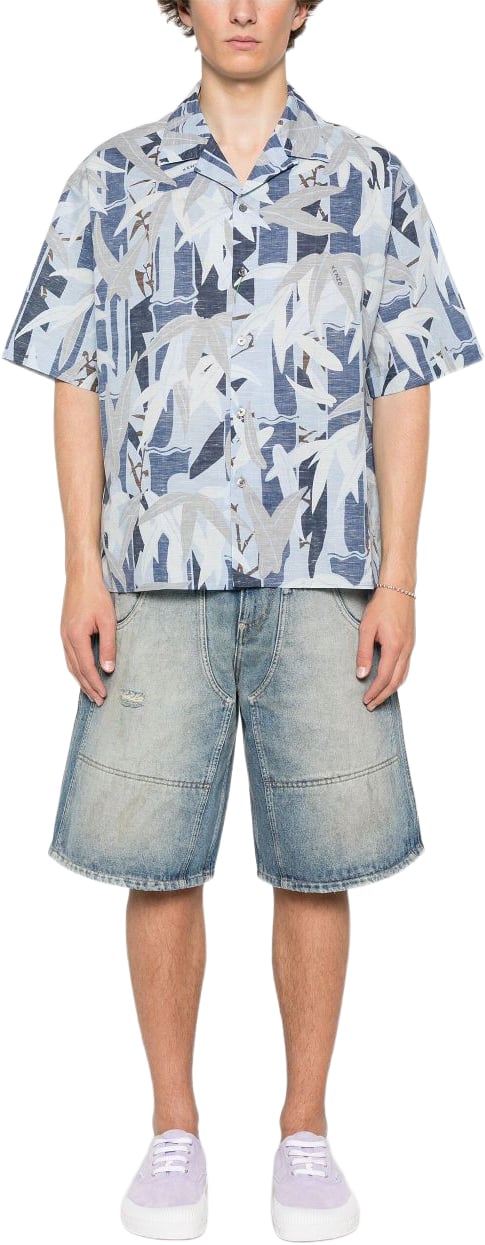Kenzo Short-Sleeved Camp Collar Shirt Grijs
