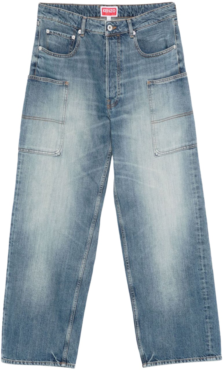 Kenzo Trousers Medium Stone Blue Blauw