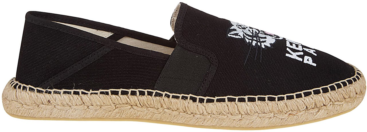 Kenzo Lucky Tiger Elastic Slip On Espadrilles Black Zwart