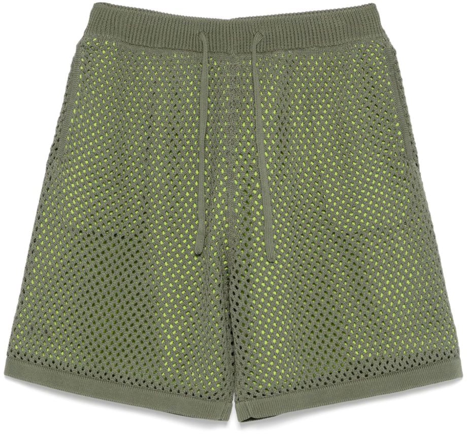 Kenzo Olive Green Mesh Overlay Shorts Grijs