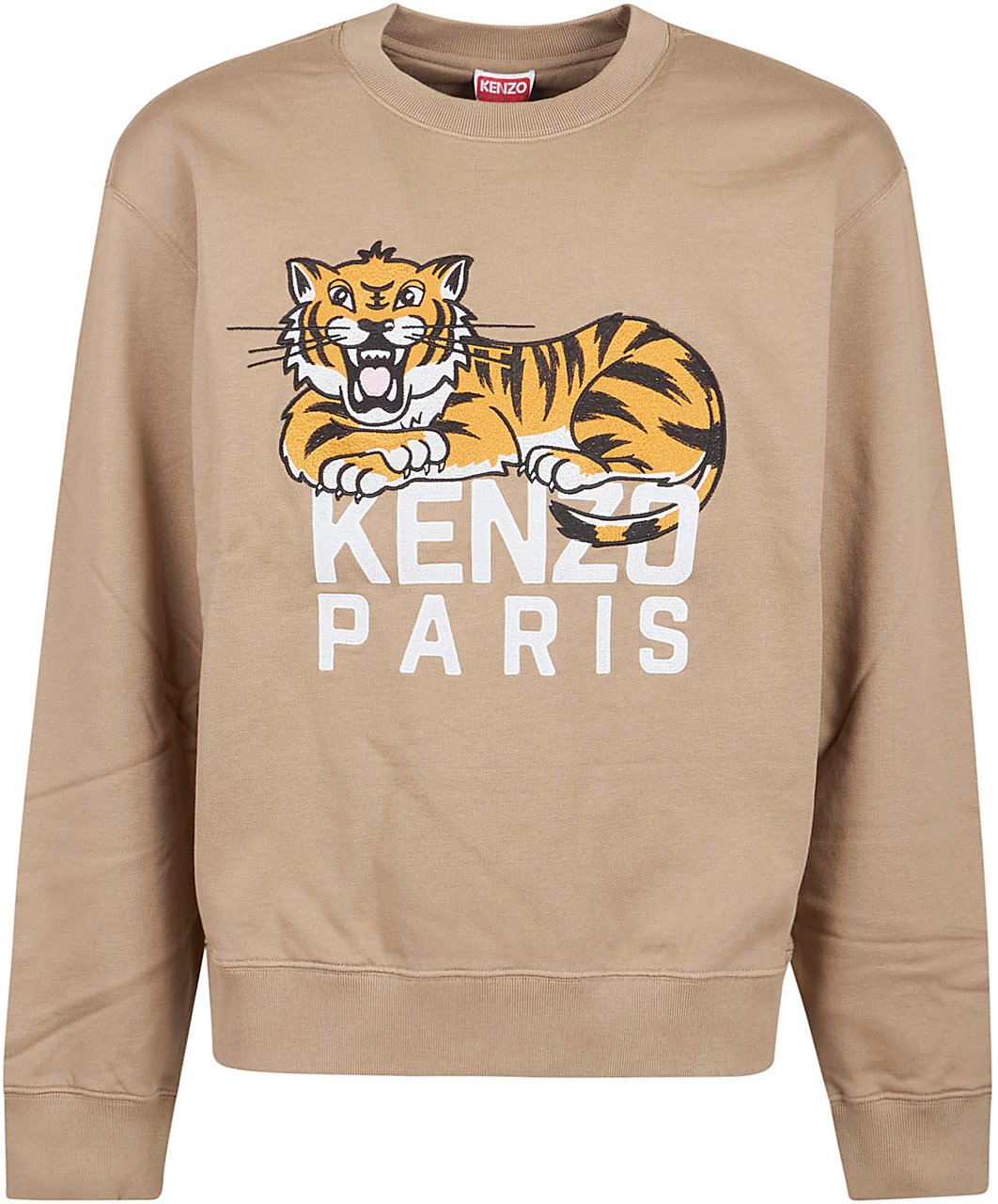 Kenzo Happy Tiger Embroidere Classic Sweatshirt Brown Bruin