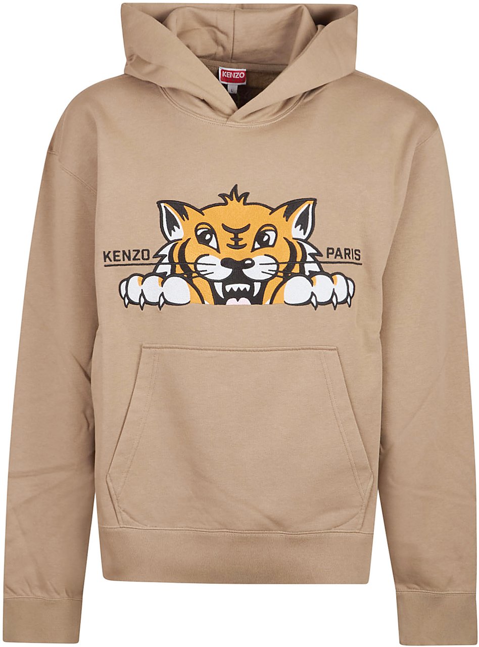Kenzo Happy Tiger Embroidere Classic Sweatshirt Brown Bruin