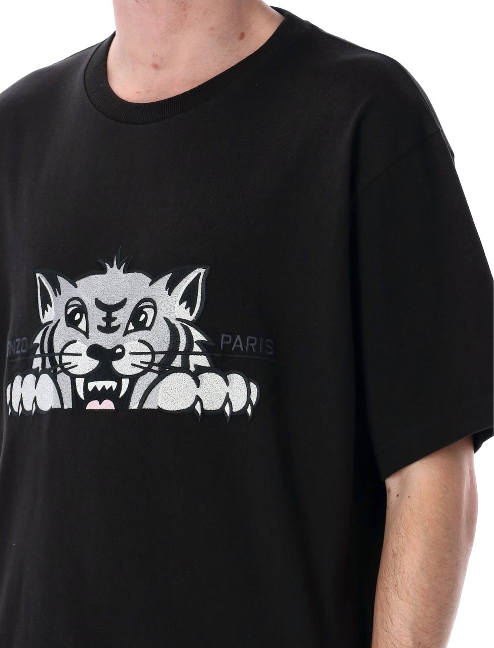 Kenzo Gots Happy Tiger Embroidered Overs Nero Zwart