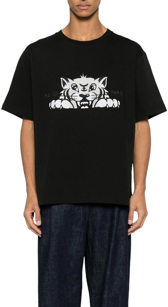 Kenzo Gots Happy Tiger Logo T-shirt Zwart