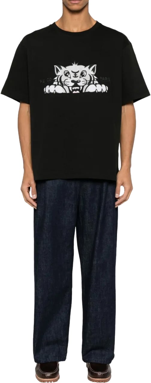 Kenzo Gots Happy Tiger Logo T-shirt Zwart