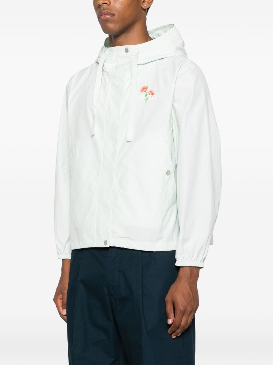 Kenzo Hooded Casual Jacket with Floral Accents Wit