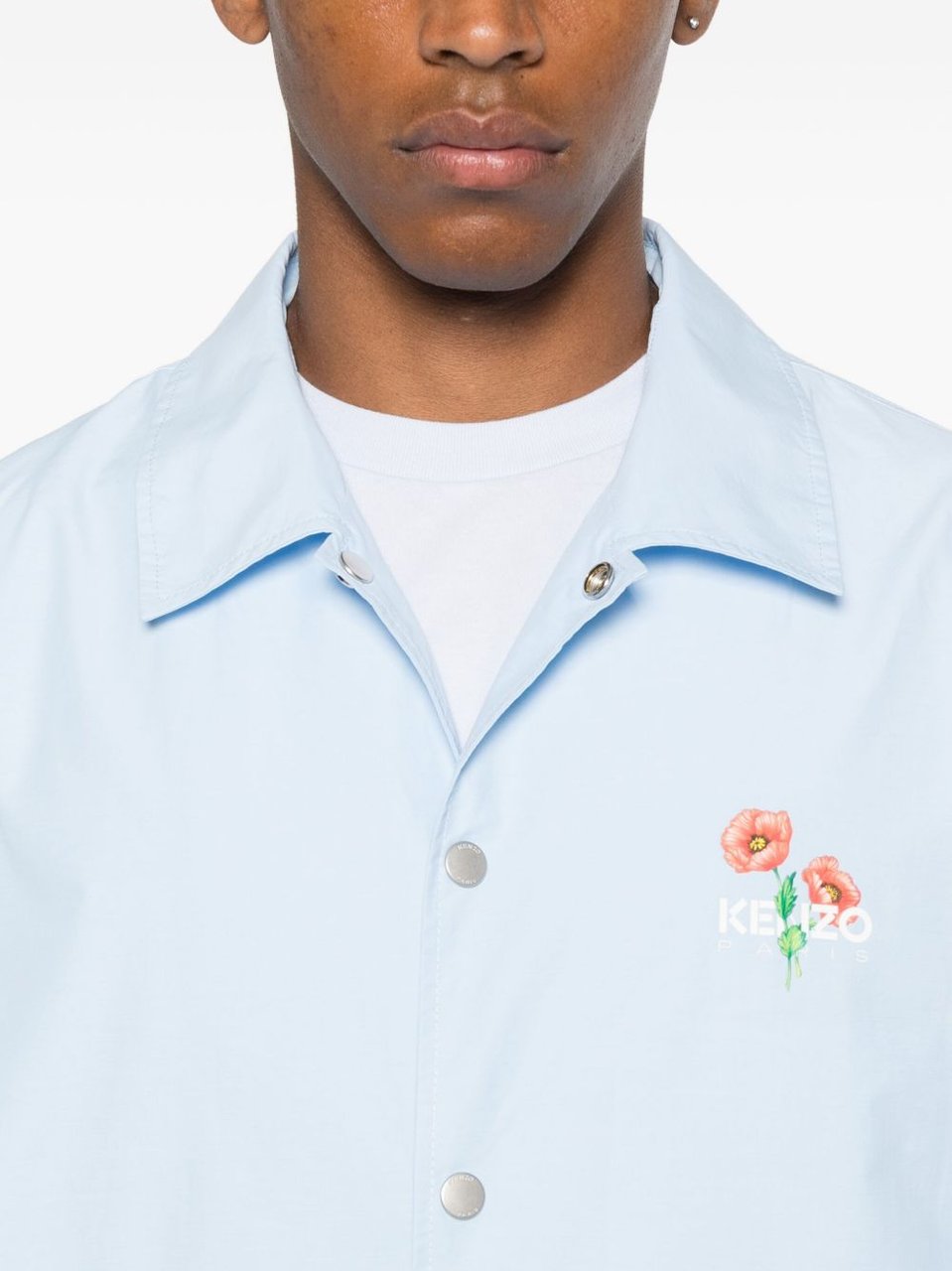 Kenzo Light Blue Floral Print Jacket Wit