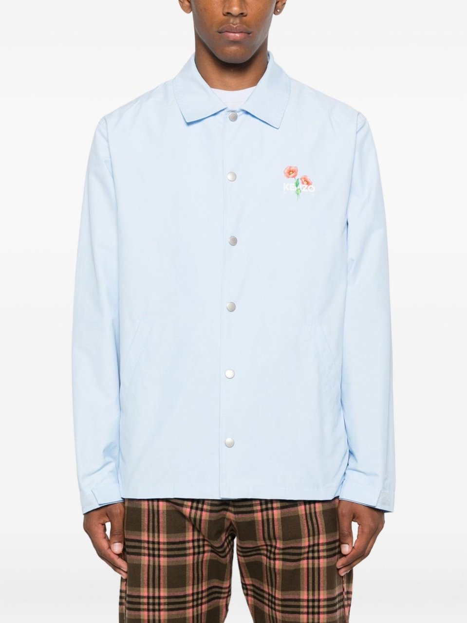 Kenzo Light Blue Floral Print Jacket Wit