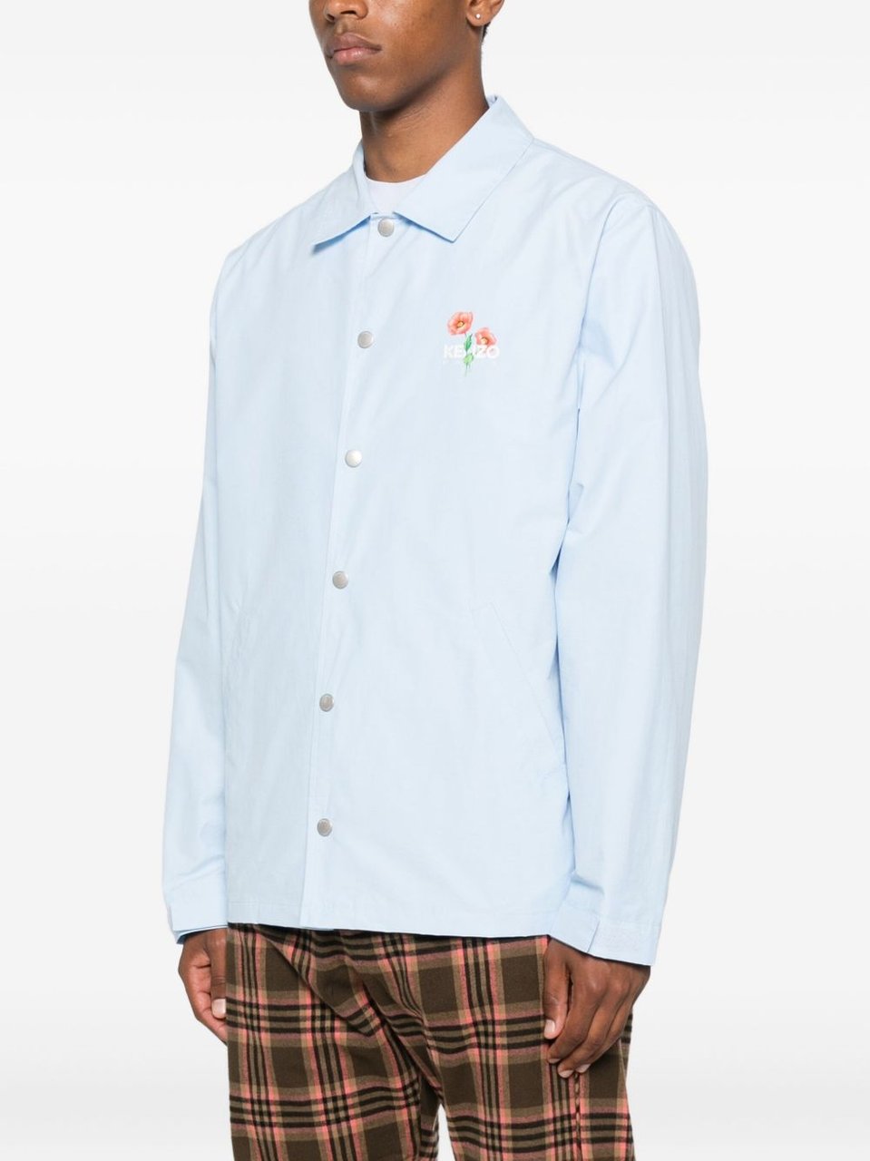 Kenzo Light Blue Floral Print Jacket Wit