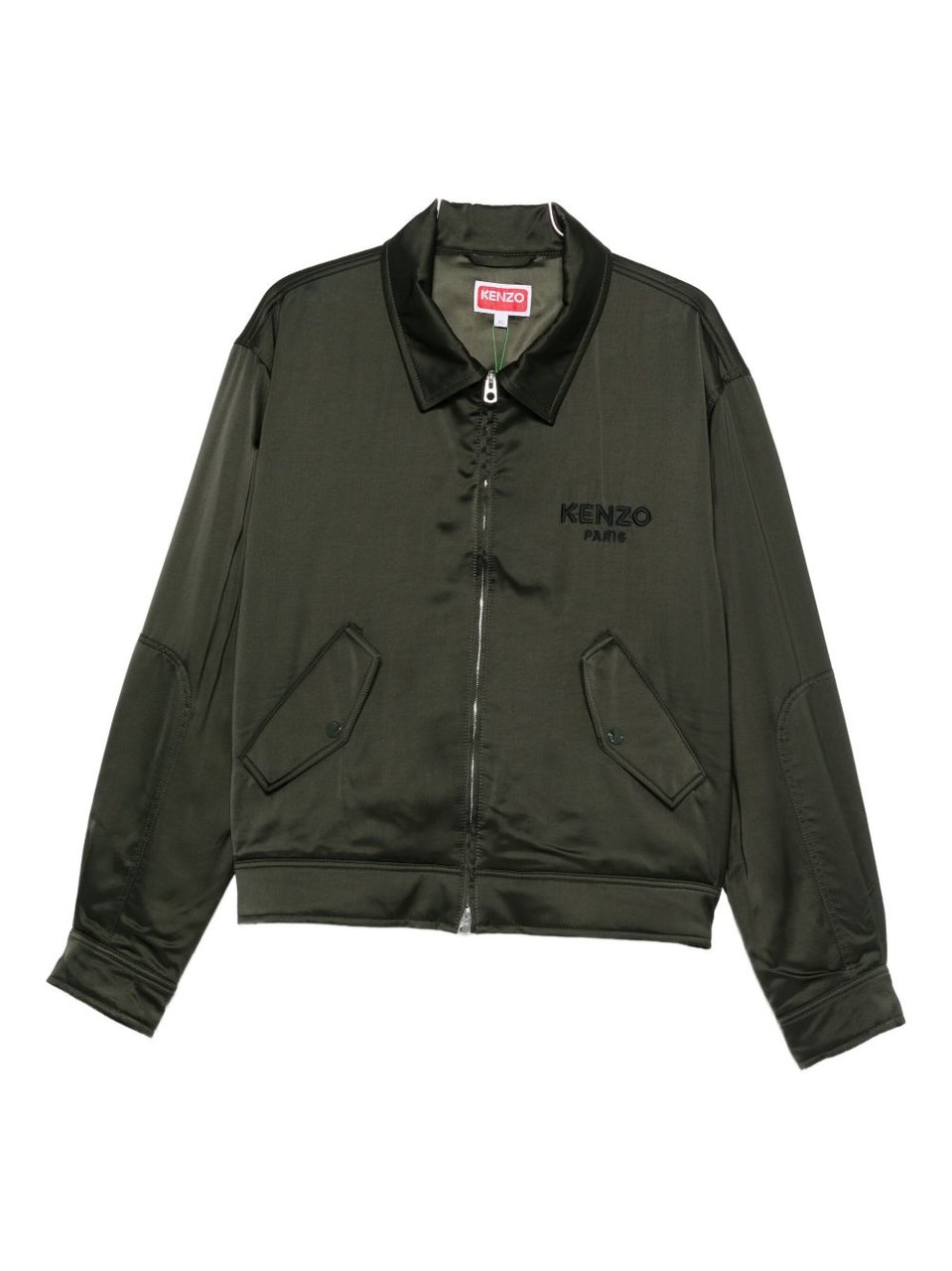Kenzo Dark Green Satin Jacket Zwart