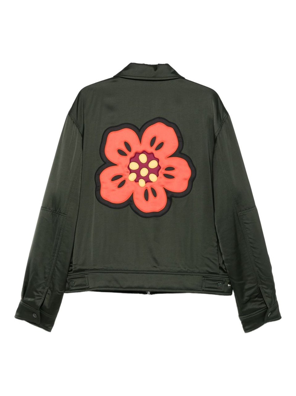Kenzo Dark Green Satin Jacket Zwart