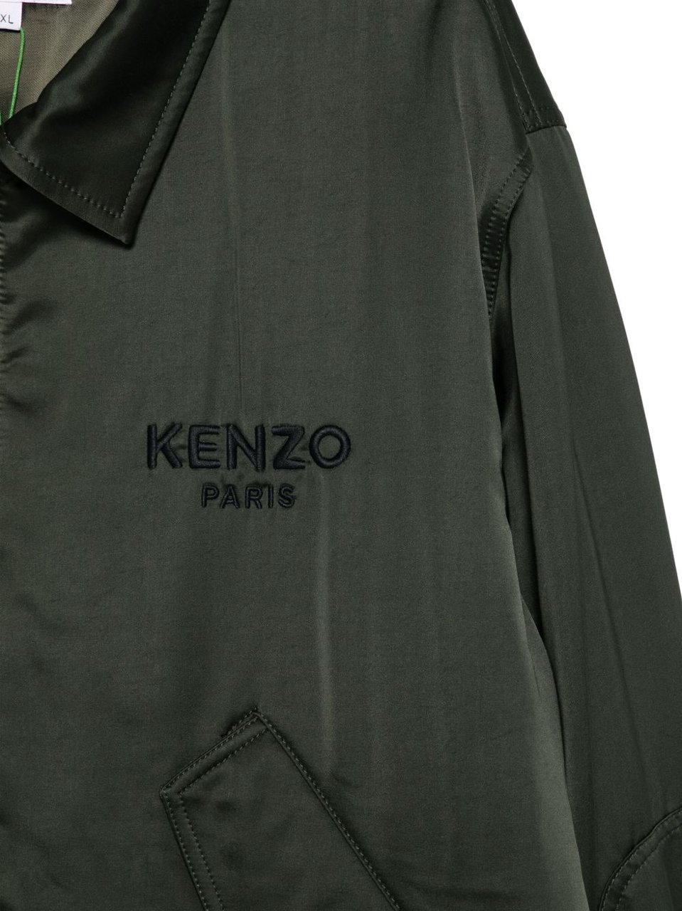 Kenzo Dark Green Satin Jacket Zwart