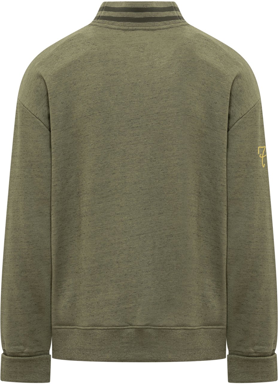 Kenzo Kenzo Cardigan in Cotone con Ricamo Logo Donkergroen