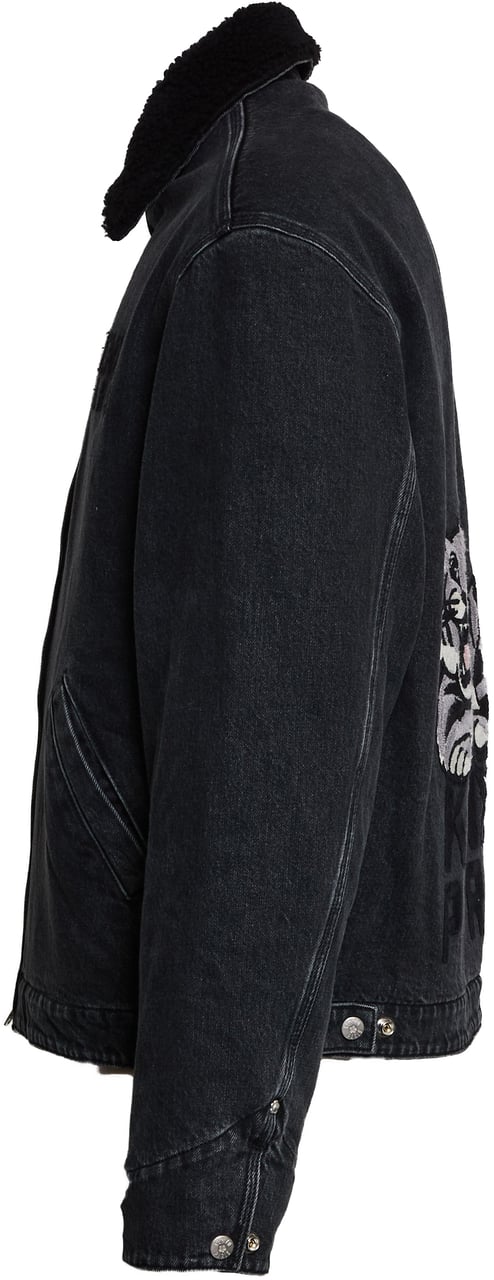 Kenzo Giubbotto Denim Kenzo Happy Tiger Utility Fleece Grijs