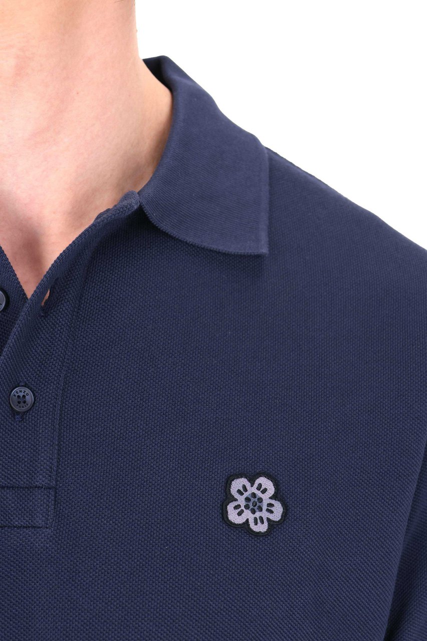 Kenzo Slim Boke Flower Cotton Piquet Polo Shirt Zwart