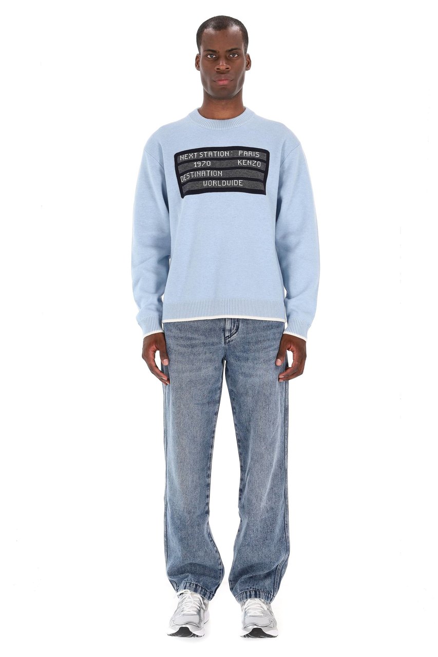 Kenzo City Jumper Wool Blend Crewneck Sweater Blauw