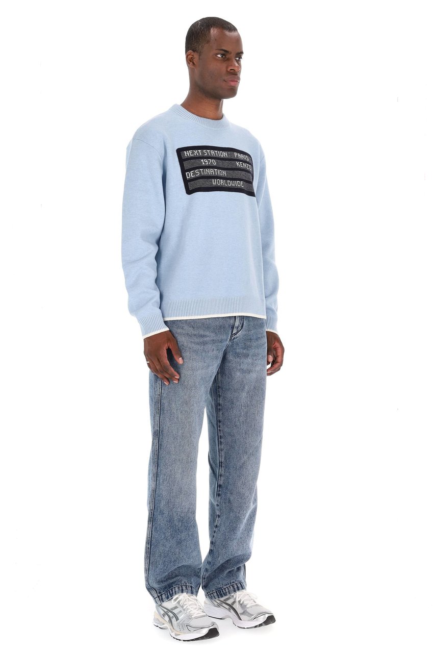 Kenzo City Jumper Wool Blend Crewneck Sweater Blauw