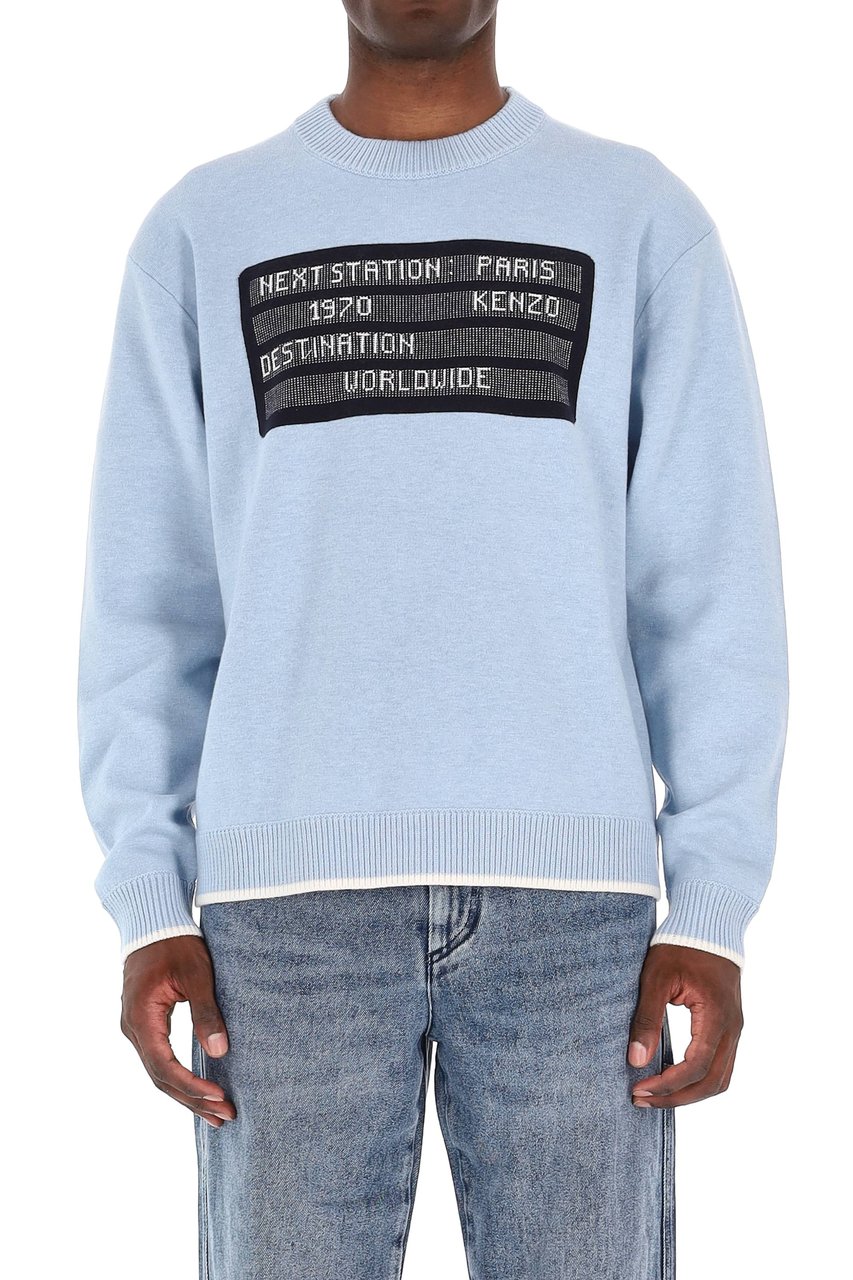 Kenzo City Jumper Wool Blend Crewneck Sweater Blauw