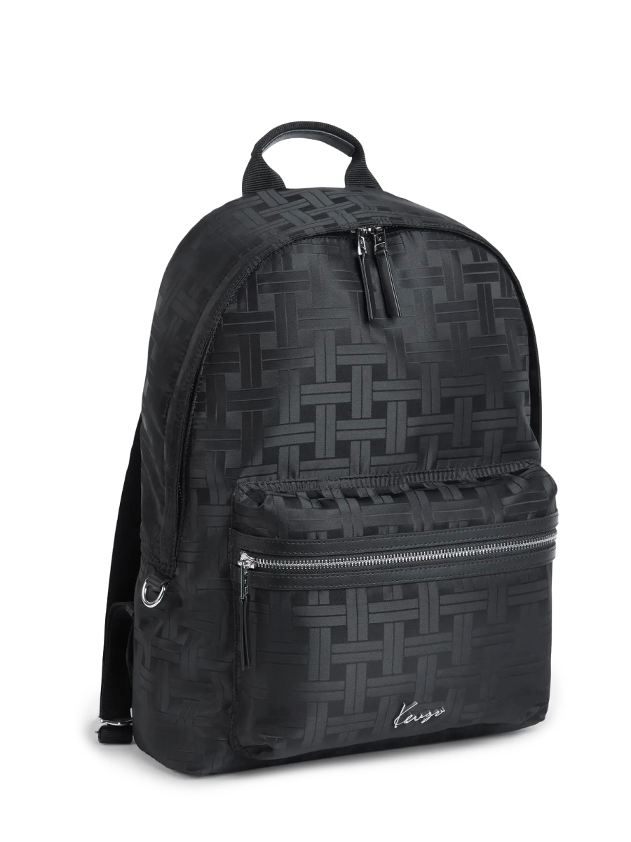 Kenzo Neutrals Walls Woven Pattern Polyester Backpack Zwart