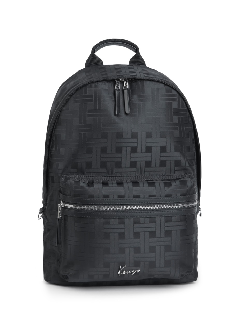 Kenzo Neutrals Walls Woven Pattern Polyester Backpack Zwart