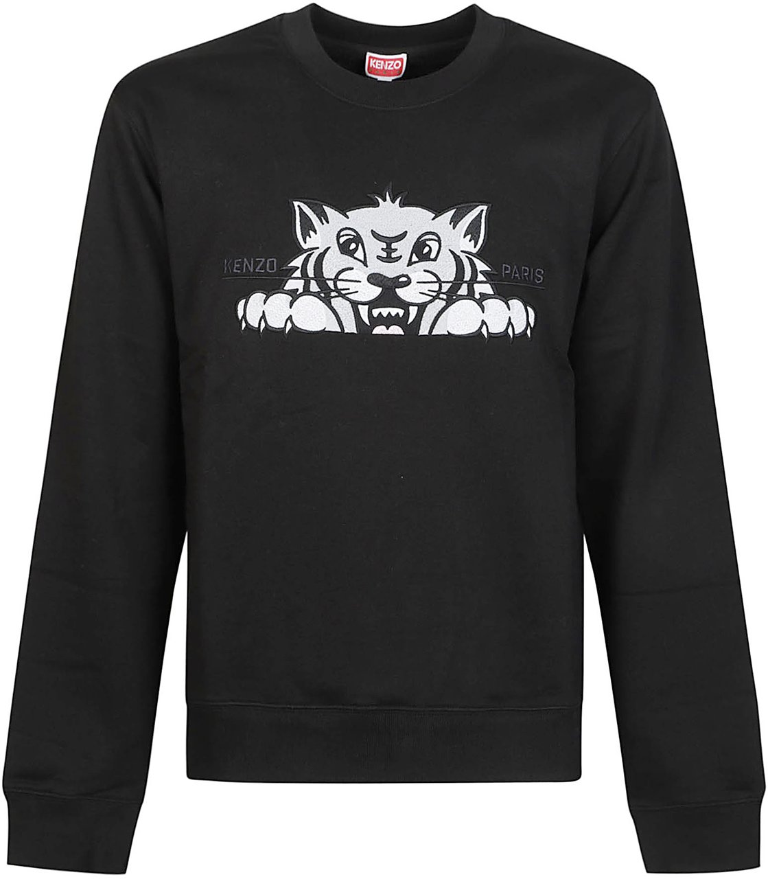 Kenzo Kenzo Happy Tiger Embroidered Slim Sweatshirt Black Zwart