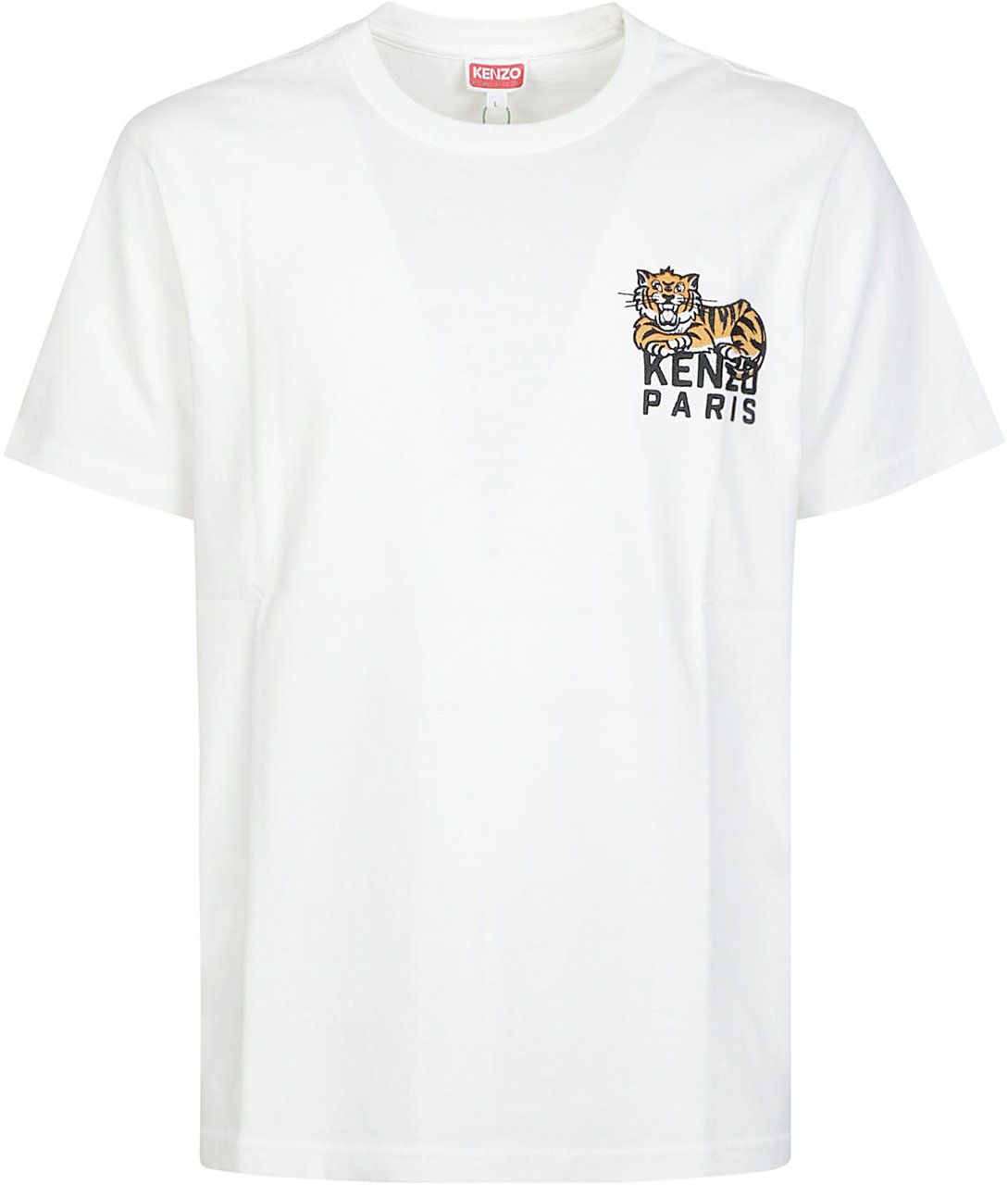 Kenzo Gots Kenzo Happy Tiger Embroidered Slim T-shirt White Wit