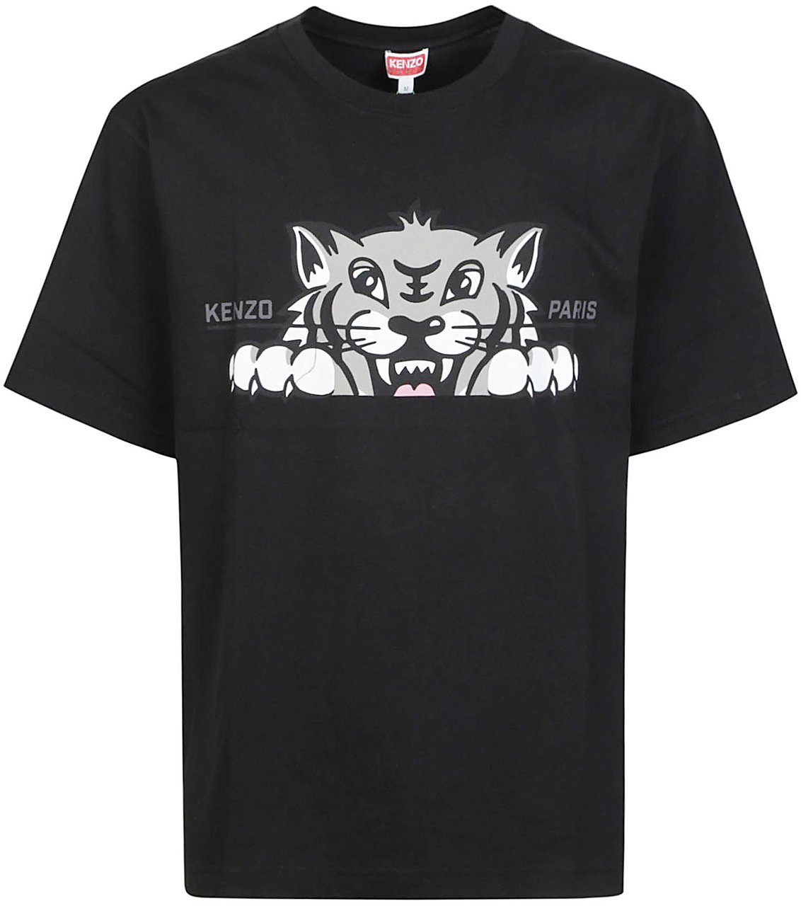 Kenzo Kenzo Happy Tiger Oversize T-shirt Black Zwart