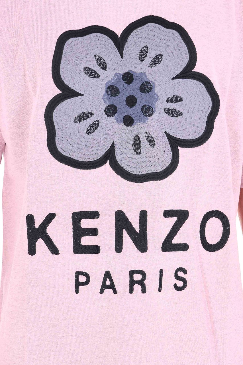 Kenzo Boke Flower Embroidered Cotton T-Shirt Paars
