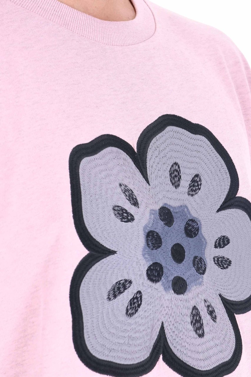 Kenzo Boke Flower Embroidered Cotton T-Shirt Paars