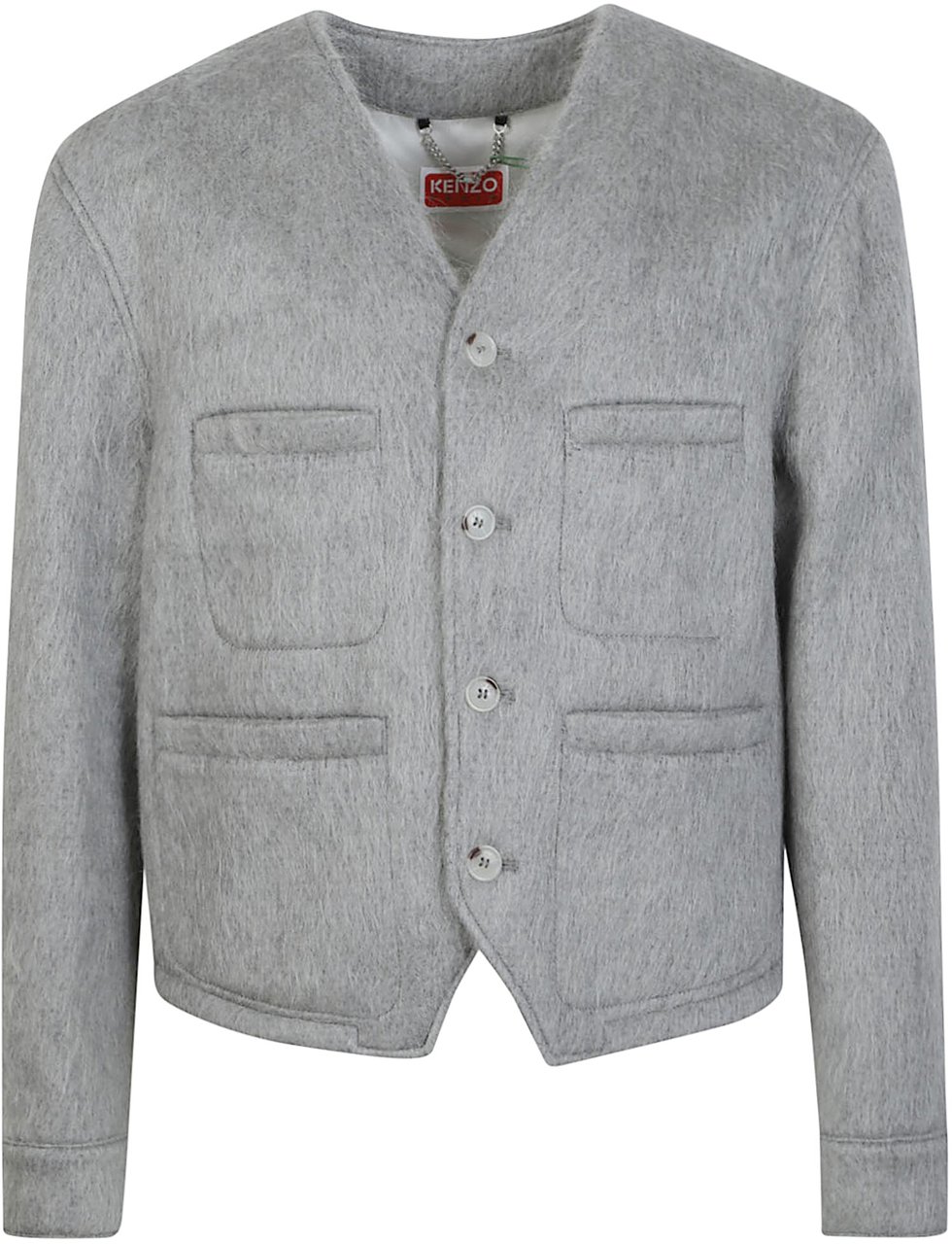 Kenzo Hairy Collarless Jacket Grey Grijs