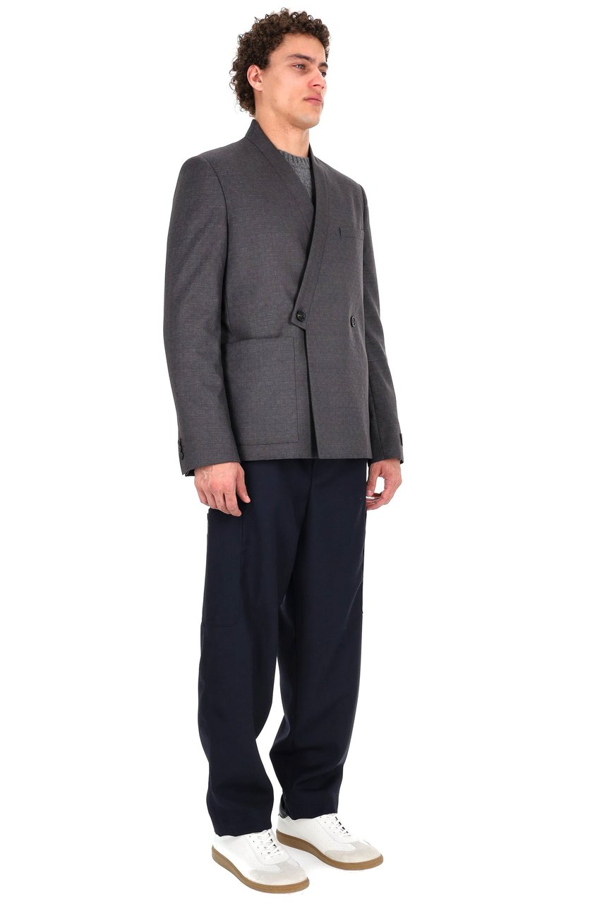 Kenzo Virgin Wool Kimono Jacket Grijs