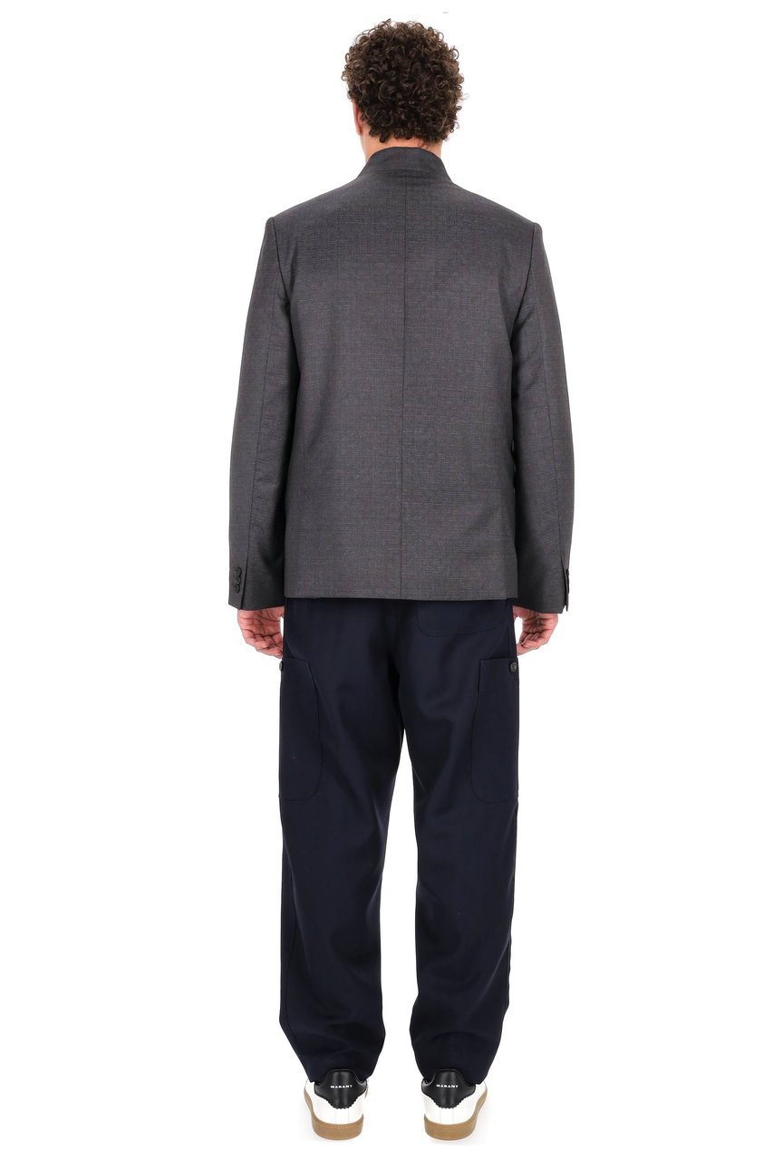 Kenzo Virgin Wool Kimono Jacket Grijs
