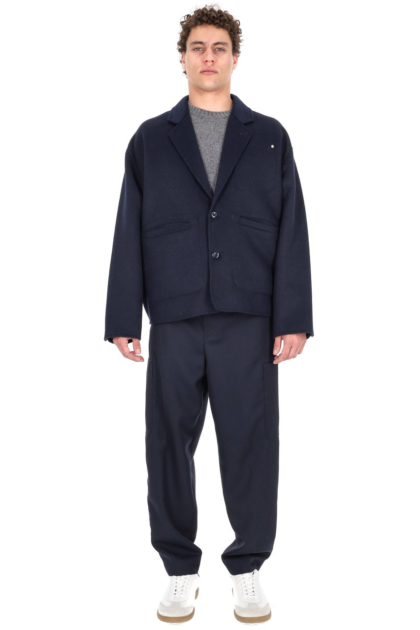 Kenzo Cropped Wool-Alpaca Work Jacket Zwart