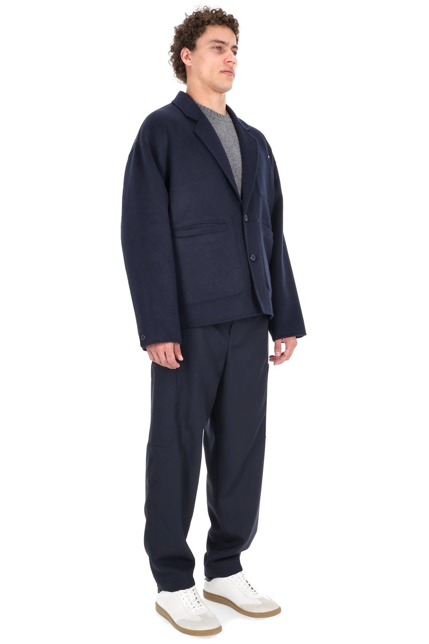 Kenzo Cropped Wool-Alpaca Work Jacket Zwart