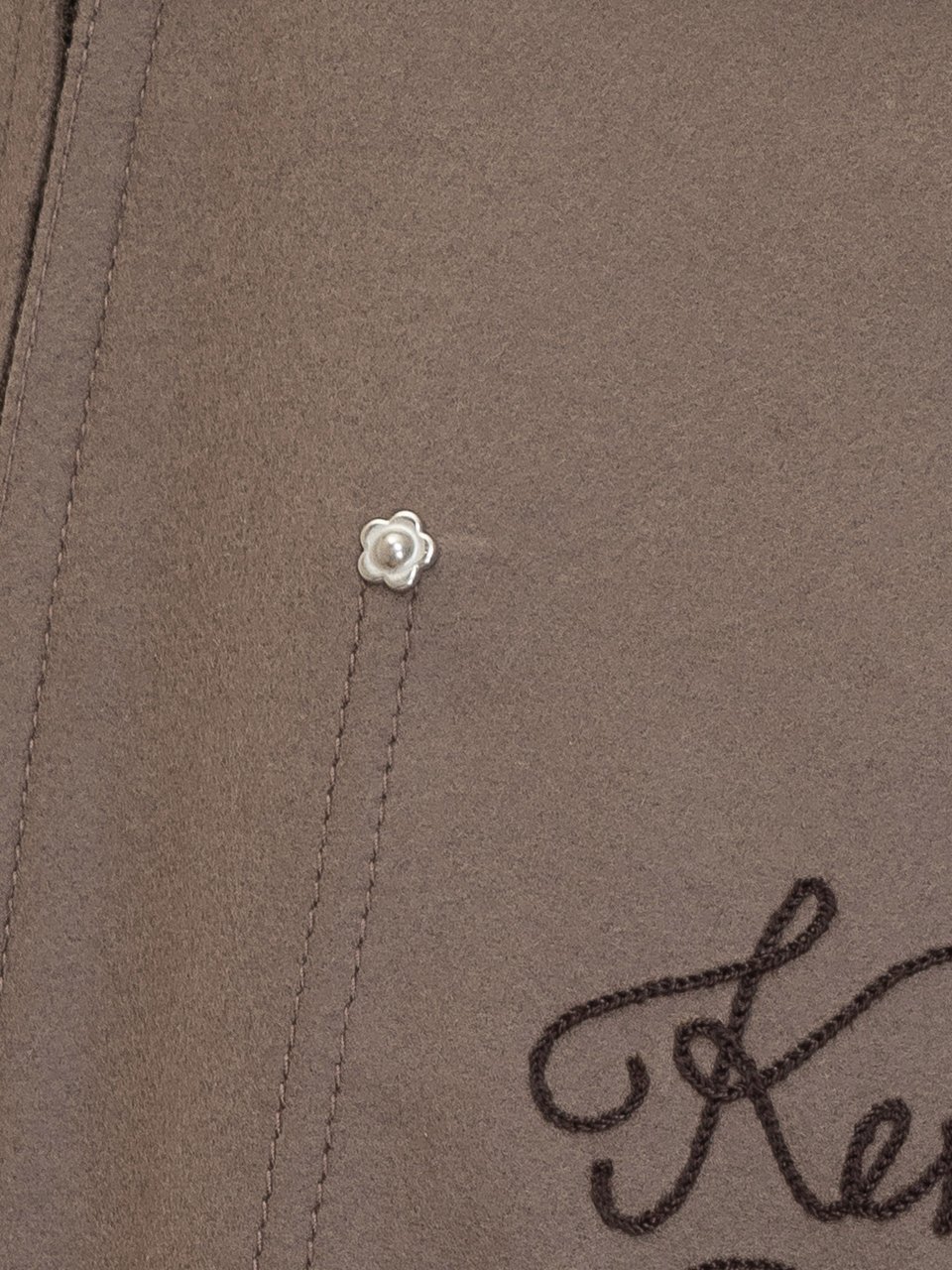 Kenzo Giacca Bomber Bicolore in Pelle e Tessuto Uomo Taupe