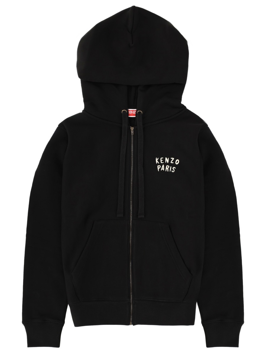 Kenzo Neutrals Kenzo Boke Heart Cotton Hoodie Zwart