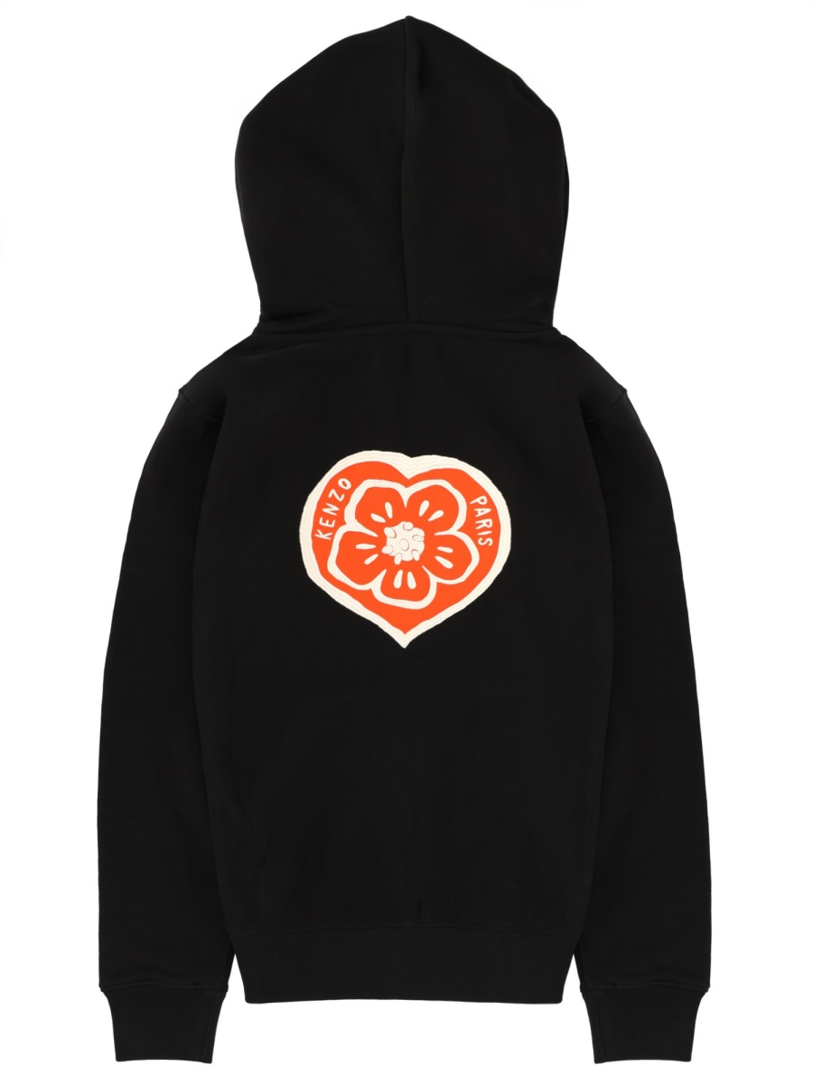 Kenzo Neutrals Kenzo Boke Heart Cotton Hoodie Zwart