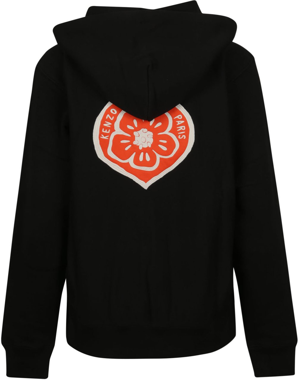 Kenzo Boke Heart Embroidered Classic Zip Up Hoodie Sweatshirt Black Zwart