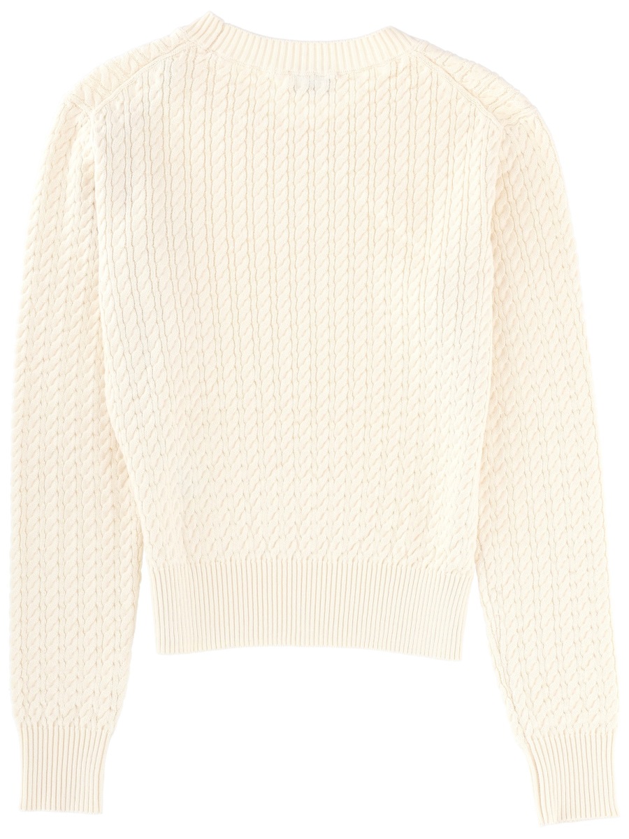 Kenzo Boke Flower Textured Cable Knit Sweater Neutraal