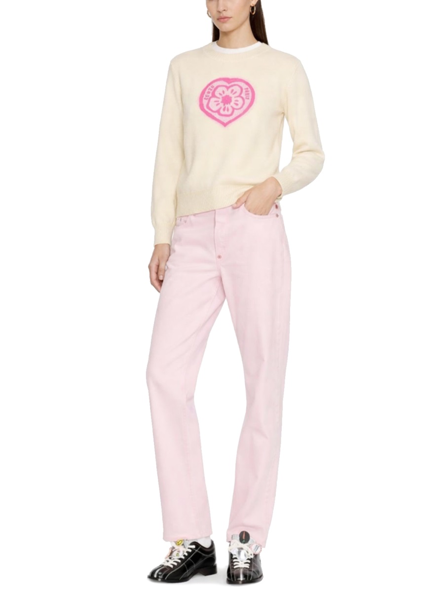 Kenzo Boke Heart Floral Knit Sweater Neutraal