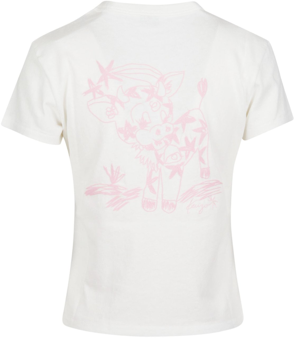 Kenzo Gots Cartoon Outlined Embroidered Classic T-shirt White Wit