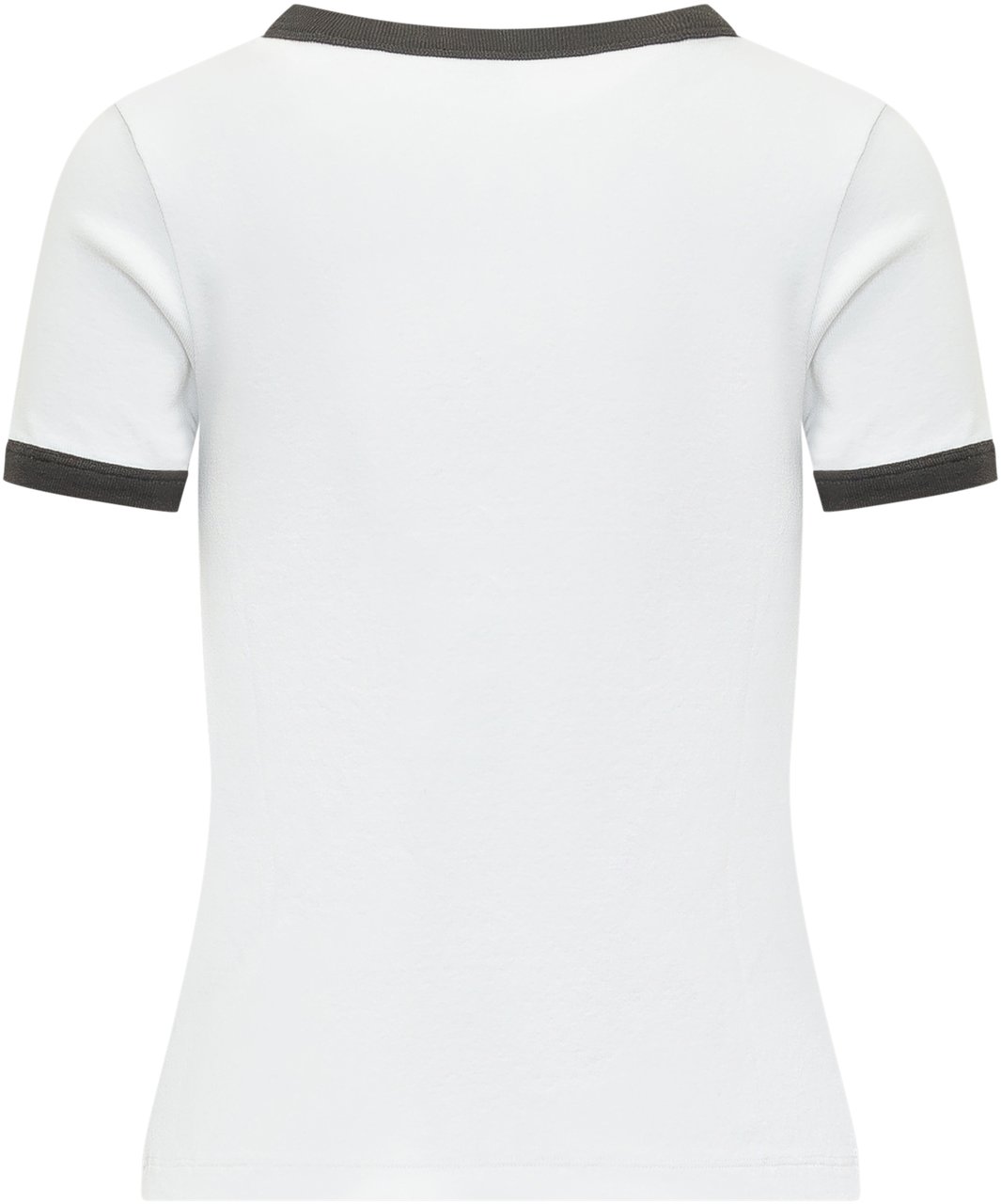 Kenzo T-shirt Fitted a Costine con Logo Ricamato Wit