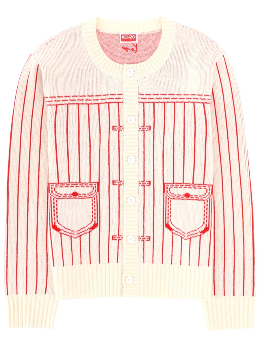 Kenzo Trompe L'Oeil Knitted Cardigan Neutraal