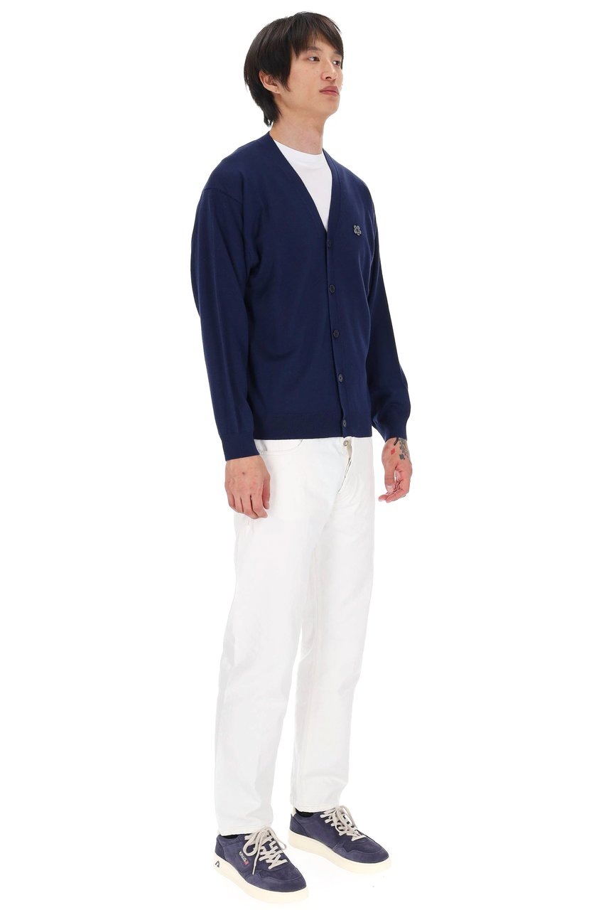 Kenzo Boke Flower Fine Merino Cardigan Zwart