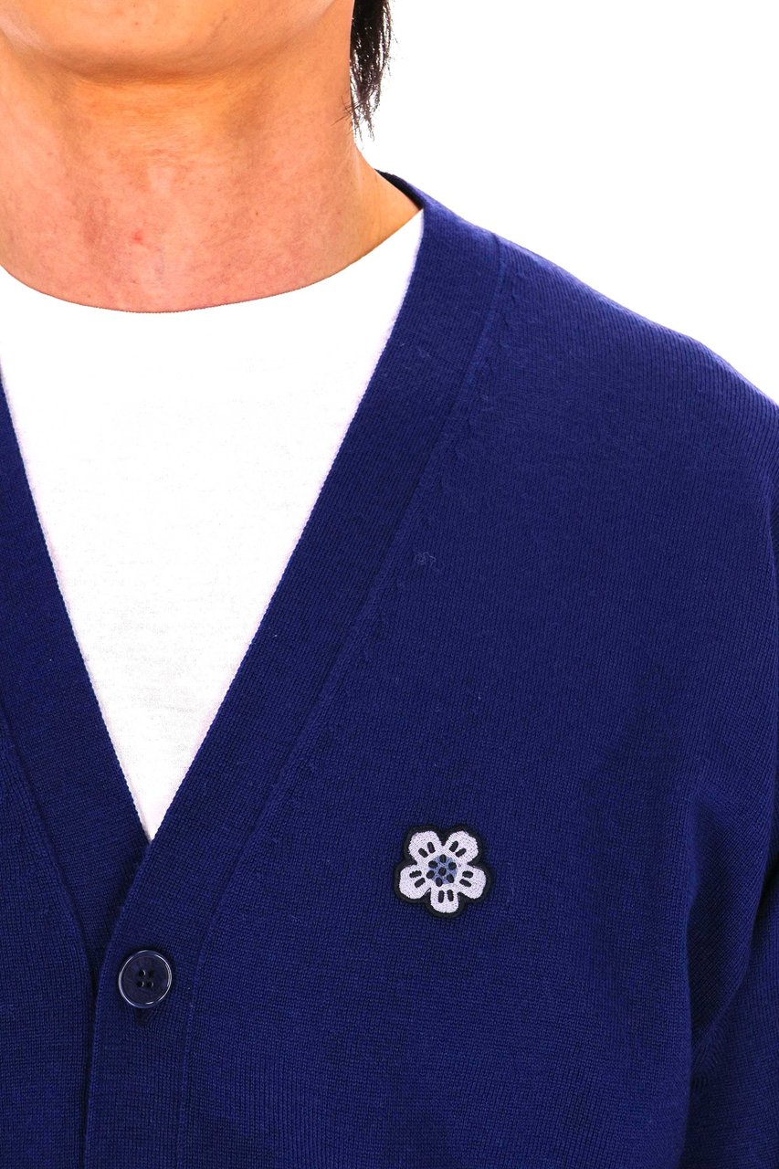 Kenzo Boke Flower Fine Merino Cardigan Zwart