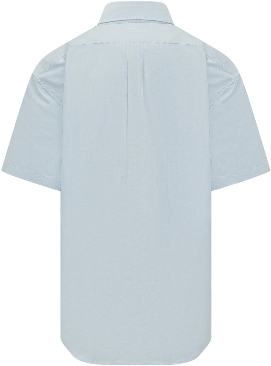 Kenzo Camicia Boke Flower a Maniche Corte Lichtblauw