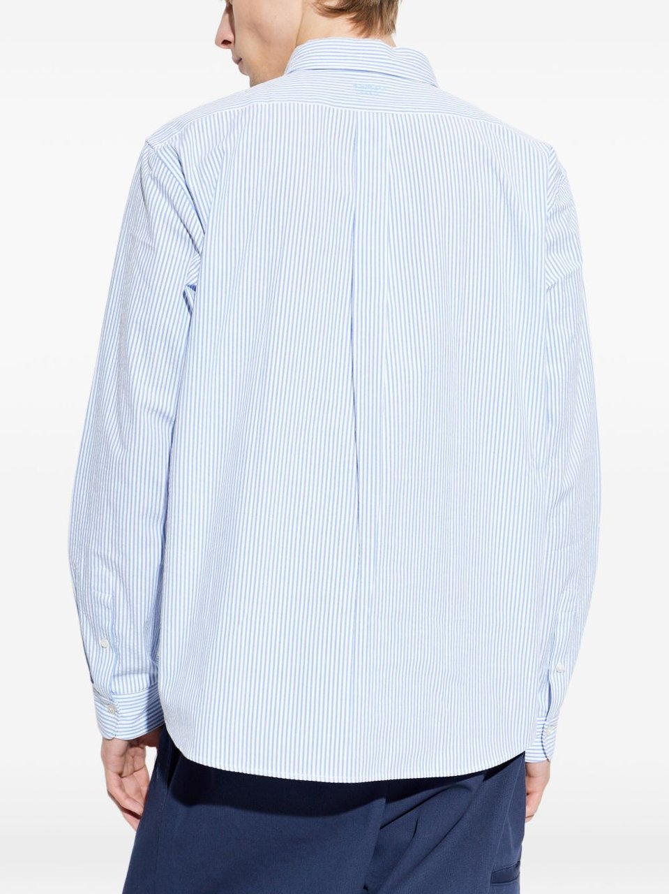 Kenzo Light Blue Vertical Pinstripe Relaxed Shirt Blauw